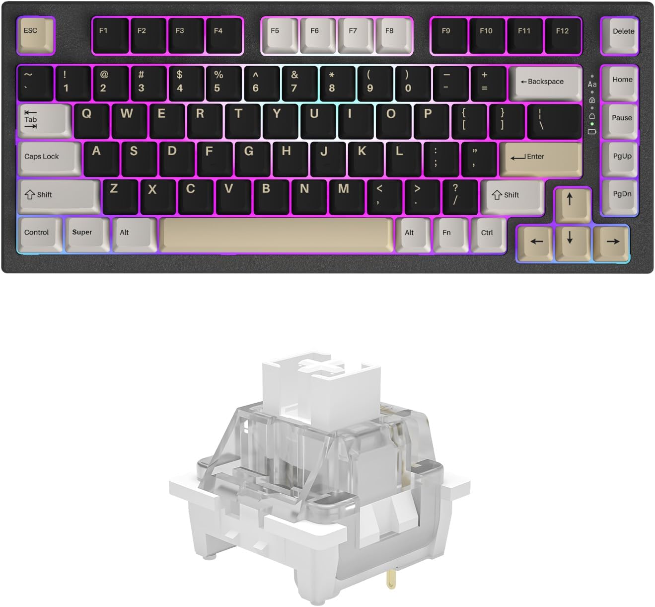 YUNZII YZ75 75% Hot Swappable Wireless Gaming Mechanical KeyboardGateron G Pro Red, Black, Custom Mechanical Keyboard Switches Set35Pcs,Milk