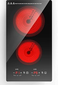 ANHANE 12" Electric Induction Cooktop - 2 Burner 110V Stove Top - Infrared Heating, Built-in Double Burner Cooktop with 20 Temperature Settings, Compatible with All Cookware