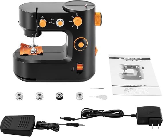 Mini Sewing Machine for Beginners, Portable Sewing Machine with 5 Stitch Modes, Lightweight, Full-Featured, 2-Speed with Foot Pedal Control(With Basic Sewing Kit)