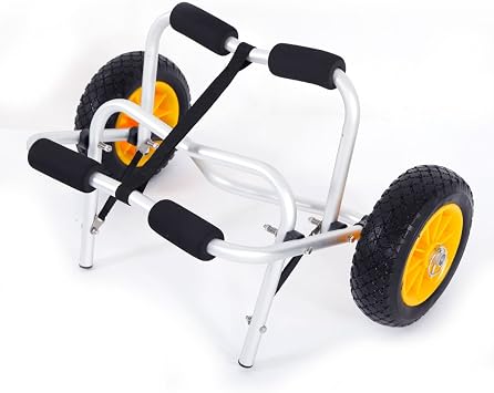 Kayak Trailer,Kayak Cart Canoe Dolly Fishing Kayak Accessories Carrier Foldable Paddle Board Trolley Boat Trailer Transport with NO-Flat Airless Tires Wheels and 2 Ratchet Straps