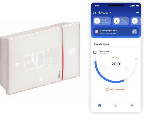 Bticino SXW8002W – Intelligent WiFi Thermostat Smarther2 with Netatmo, Wall Boiler Thermostat, Programmable, On/Off Control Also with App, Alexa and Google, Humidity Display, White