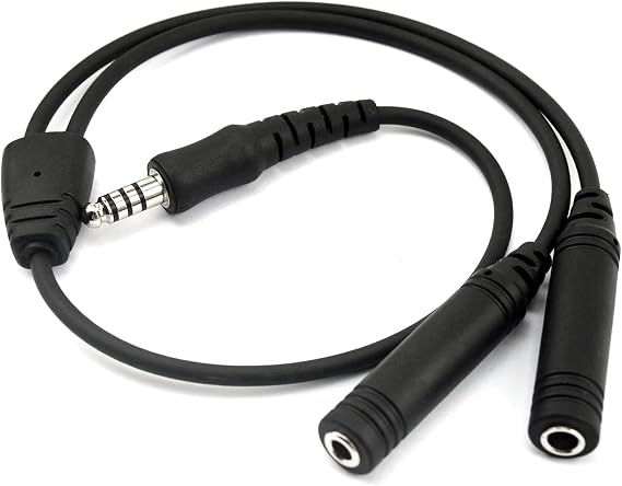 AIRVOICE General Aviation GA Plugs to Helicopter Adapter, GA Twin-Plug PJ-068 PJ-055 to U174 Helicopter Plug Adapter, Black