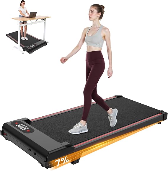 HomeFitnessCode Walking Pad with 8% Incline, 2.5HP Under Desk Treadmill