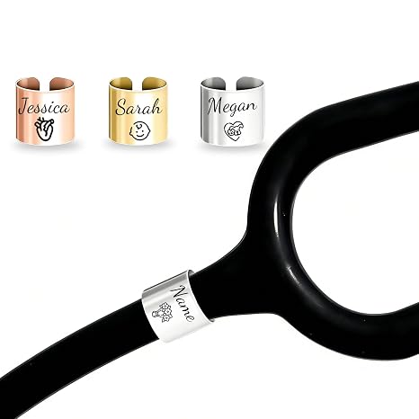 Personalised Stethoscope Name Tag, Stethoscope Name Charms with Engraved ID Tag Accessories, Custom Name Charm Gift for Nurses Doctors Vets Medical Professionals