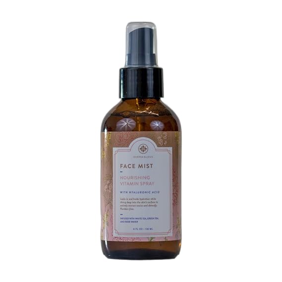 DERMAGLOVE Face Mist - Makeup Priming & Setting Spray with Hyaluronic & Ferulic Acid, Vitamins A, C & E - 4 Fl Oz (Pack of 1)