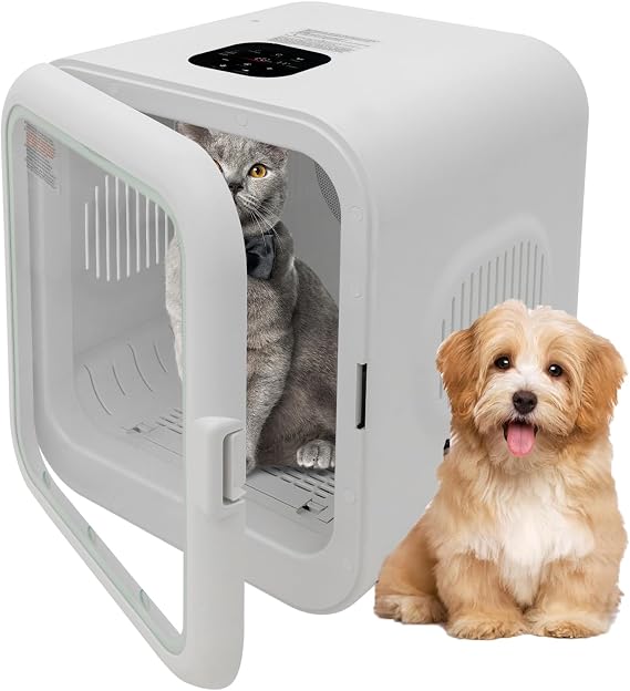 62L Portable Pet Dryer Box for 22.05 lbs Cats/16.53 lbs Dog, 800W 71.6-113F 10-180min Adjustable Low Noise Puppy Drying Machine for Pet Stores, Homes, Traveling 18.5 * 16.9 * 18.11in