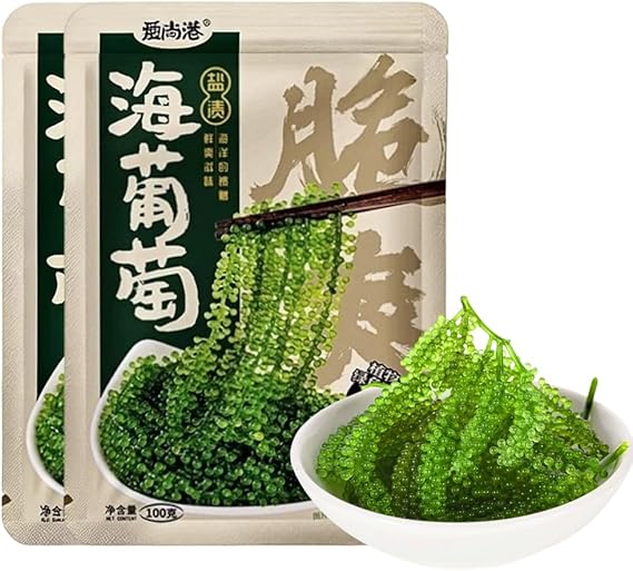 DAMAICHUHAI Sea Grapes – Dehydrated Sea Grapes to Eat with Sauce,Seaweed Salad, 100g per Bag (Pack of 2) – Gluten-Free, Vegan, Healthy Ocean Snack