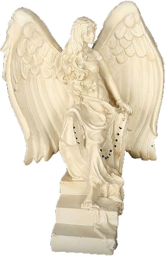 Angel Statues, White Resin Angel Statue, Sitting Angel Sculpture, Redemption Angel Sculpture for Home Shelf Housewarming Religious Gift