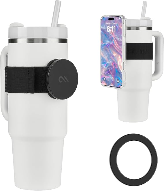 Case-Mate Magnetic Phone Holder Strap for Water Bottles & Tumblers - Black