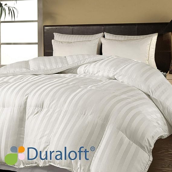 Blue Ridge Home Fashions 500 Thread Count Cotton Damask Duraloft Down Alternative Comforter, King, White