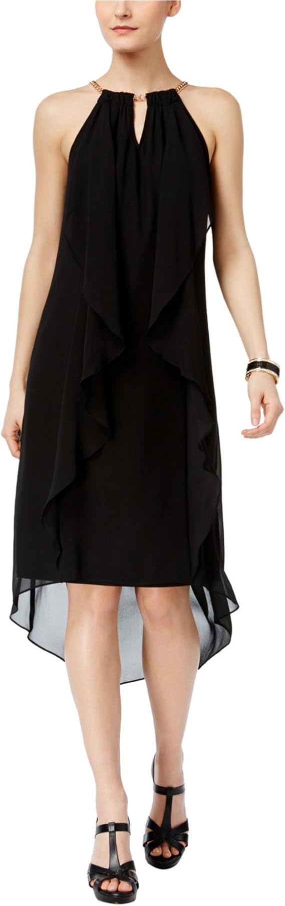 Thalia Sodi Chain Neck High Low Halter Dress