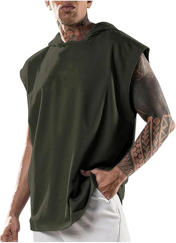 Hooded Muscle Tank Tops for Men Workout Sleeveless Gym Hoodies Cut Off Shirt Moisture Wicking Bodybuilding T-Shirt 2025