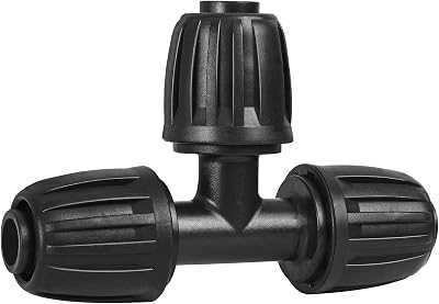 10 Pack 12 Inch Drip Irrigation Tee Fittings 12 ID x 0.65 OD - 12 Drip Line Anti-Drop Barbed Lock Nut T Connectors for 12 Inch Drip Irrigation Tubing System Connection