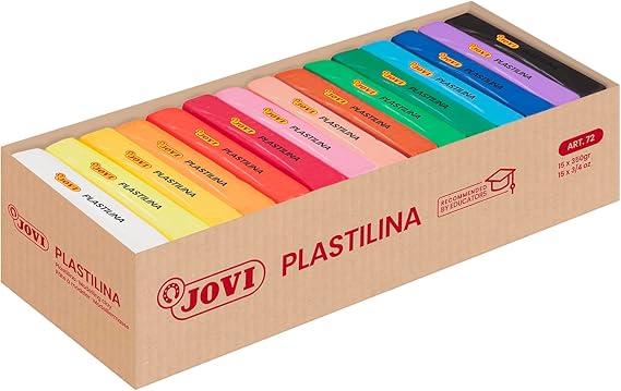 Jovi - Reusable Non-Hardening Modeling Clay, Set with 15 Bars, 12.35oz Each | Total of 11.5 lb of Plasticine for Home and School Use, Bulk Buy