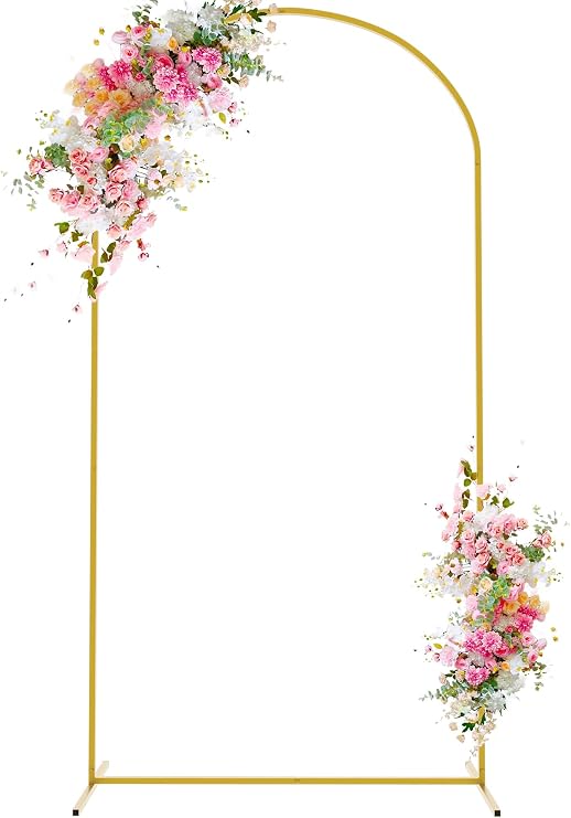 6.6FT Arch Backdrop Stand Gold Metal Wedding Arch Backdrop Stand | Metal Backdrop Arch Stand Balloon Arch for Wedding Ceremony Birthday Party Bridal Baby Shower Photo Booth Backgound Decor