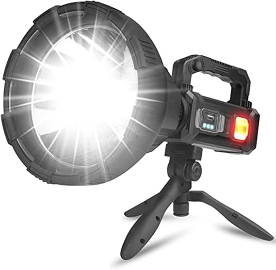 Foleto Rechargeable Spotlight Flashlights High Lumens, 2500 Lumens Super Bright LED Searchlight Flashlight IPX5 Waterproof 4 Modes Handheld Spotlight for Camping, Hiking,Fishing (XXL Large)