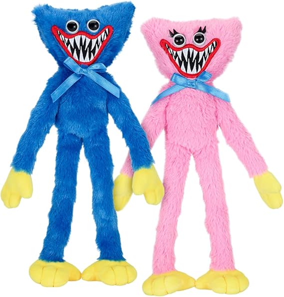 Poppy Playtime Huggy Wuggy & Kissy Missy Scary Plush Set (Two 14'' Tall Plushies, Series 1) [Officially Licensed] (MP7706-VP)
