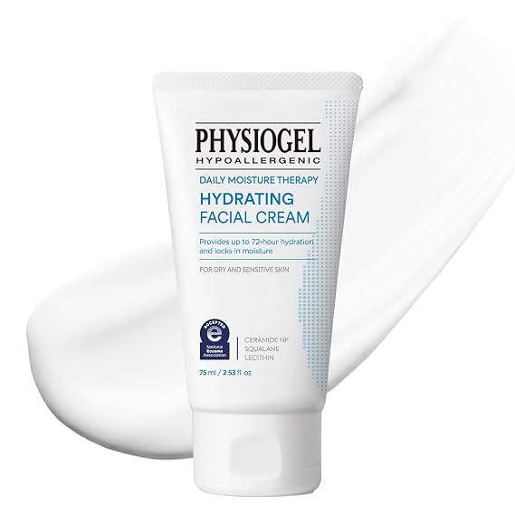 PHYSIOGEL Daily Moisture Therapy Hydrating Facial Cream, 2.5 fl. oz. | Lightweight Hydrating Facial Cream, Dry & Sensitive Skin, 72-Hr Hydration, Skin Barrier Repair, Non-Comedogenic