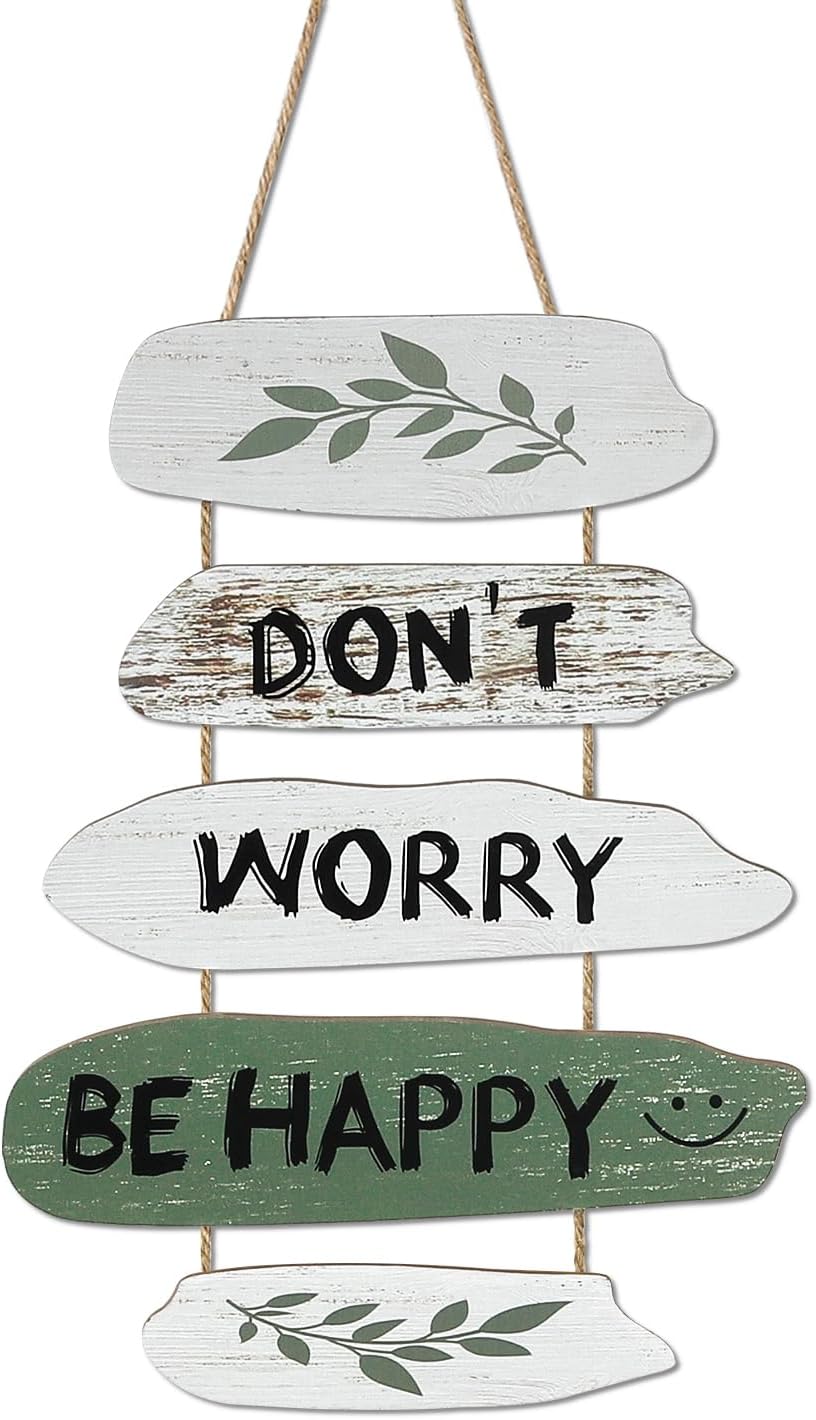 5Pcs Inspirational Quote Wooden Hanging Sign,Boho Botanical Olive Leaves Wall Plaque Rustic House Wall Decor for Home Living Room Bedroom Decor New Home Gifts 33x24 cm