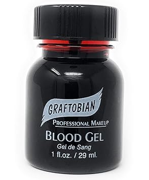 Graftobian Blood Gel 1oz Bottle - Special FX Fake Blood for Halloween - Drips & Never Dries