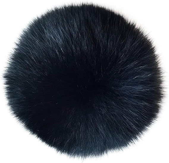 Real Raccoon Fox Fur Pompom with Button Big Fur Ball for Beanies DIY Accessory