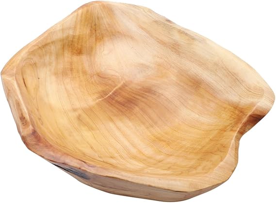 Rustic Wood Fruit Bowl for Living Room and Garden, Decorative Wooden Fruit Dish with Irregular Shape, Easy to Clean Snack Serving Tray, Beautiful