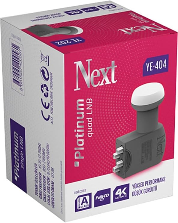Next Nextstar Dörtlü LNB 4'lü LNB Full HD 4K Uydu Alıcısı, Model YE-404