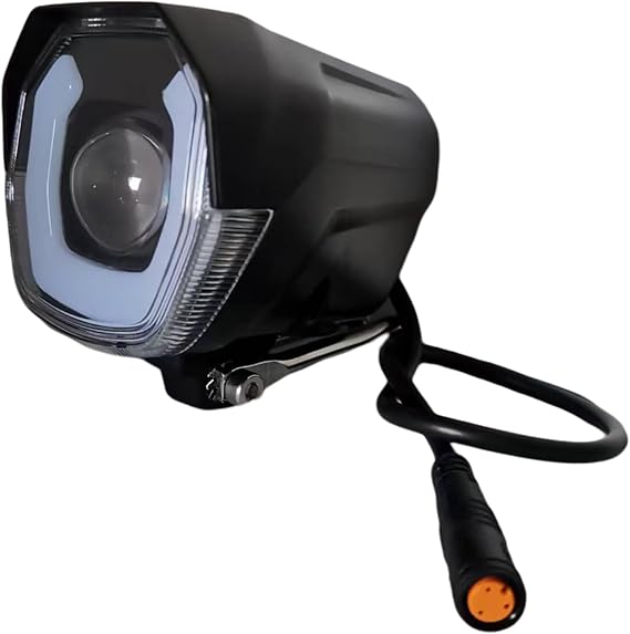 Ebike LED Headlight 3 Pin Connector Front Light with Built-in Horn for 36V 48V 52V 60V Electric Commuting/Mountain Bike Frame Mount