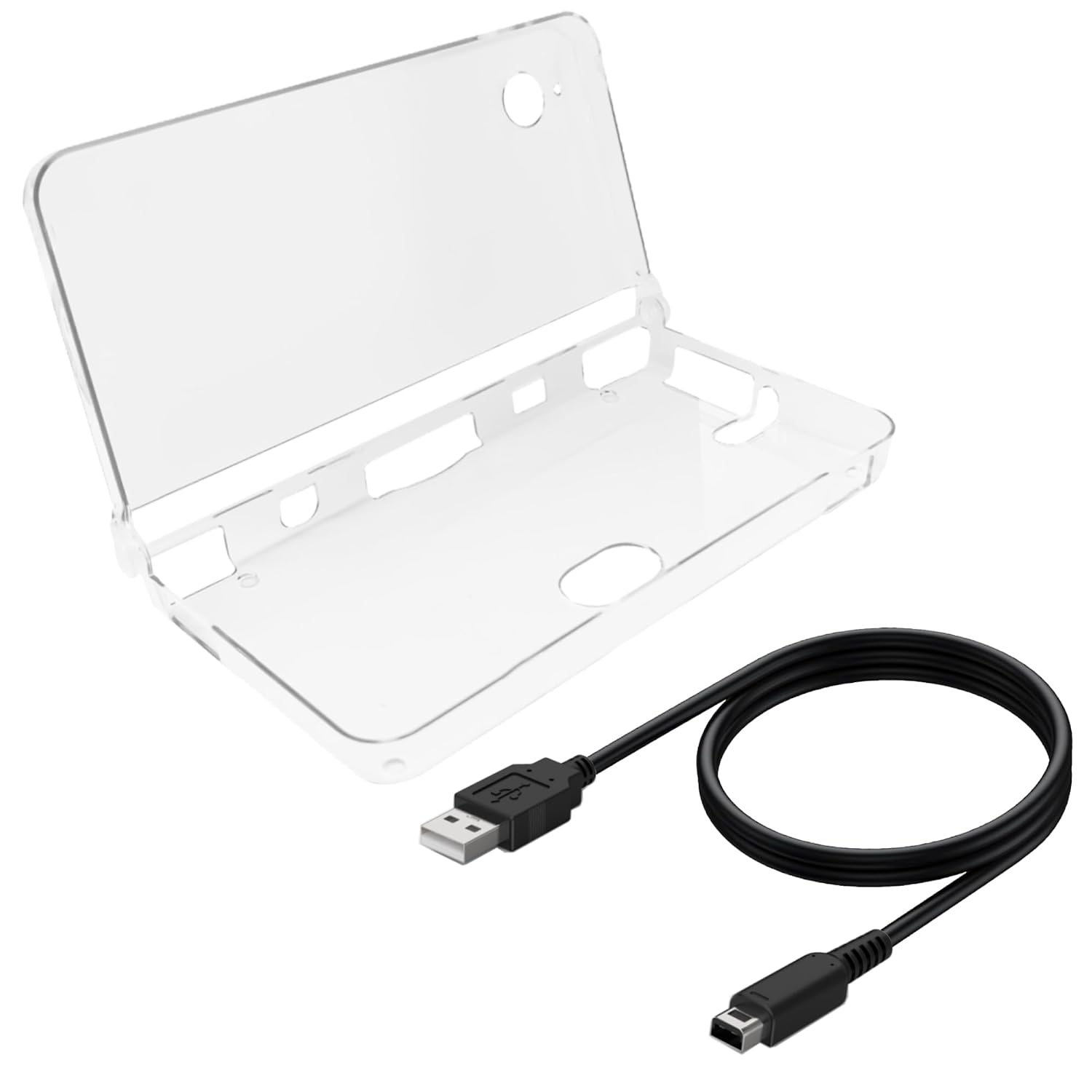 USB Charging Cable and Transparent Hard Protective Shell for Nintendo DSi XL,3.28Ft USB Charging Cord Compatible with NDSi XL