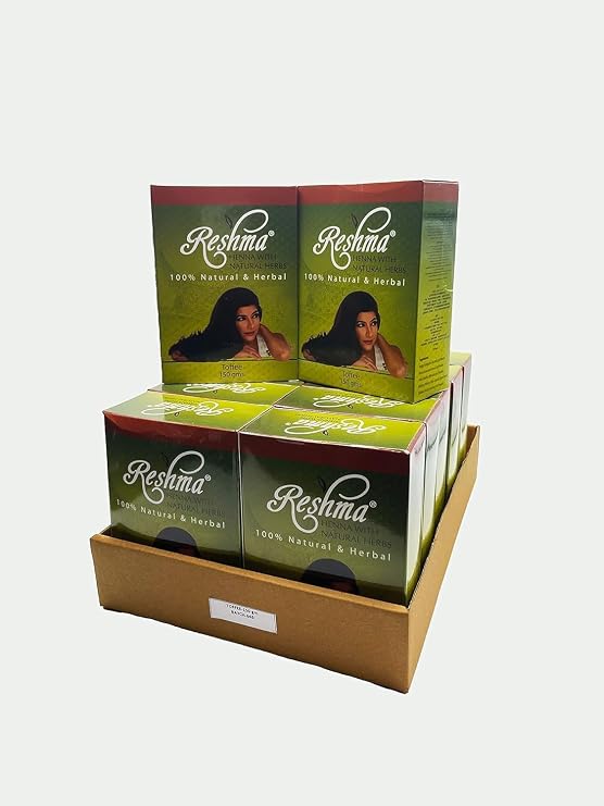 Reshma Beauty Ayurvedic Henna Hair Color Blend Henna & Indigo with Herbal Extracts Natural Warm Brown/Toffee Hair Color for Gray Blending Heena Mehendi 5.29 oz Each, (Pack Of 12)