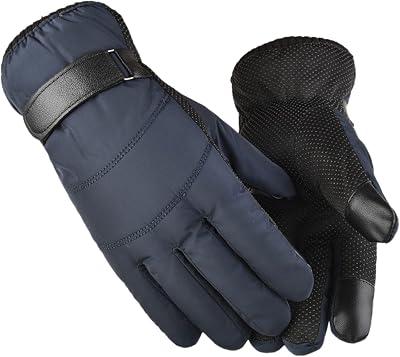 Winter Gloves for Men Women Upgraded Screen Cold Weather Thermal Warm Knit Anti-Slip Glove Fleece Lined Glove for Running Driving Hiking 2-Blue, One Size