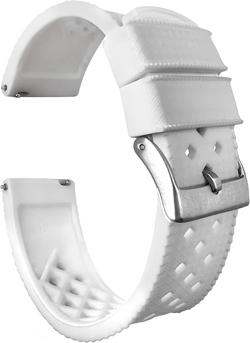 BARTON WATCH BANDS, 24mm White - Tropical-Style 2 Watch Bands - Quick Release - Choose Strap Color & Width