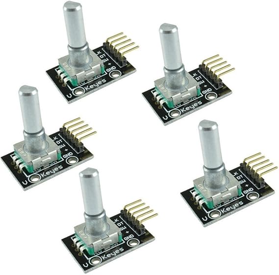 DollaTek KY-040 360 Degree Rotary Encoder Module Brick Sensor Development Board with Button Cap Potentiometer Kit DIY for Arduino Pack of 5