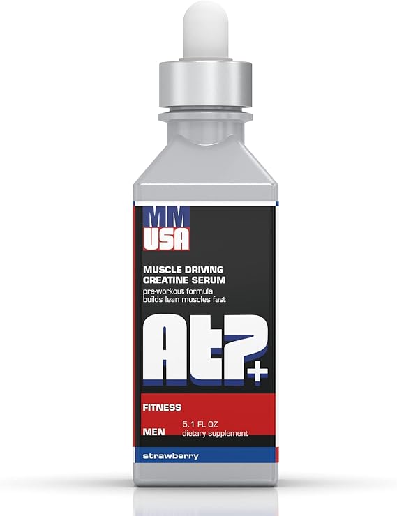 MMUSA ATP+ for Men Pre-Workout Creatine Serum. Instant Energy, Power, Strength & Endurance. Boosts Muscle Growth, Bodybuilding Performance. with Amino Acids & Glucosamine. Strawberry, 5.1 Fl Oz