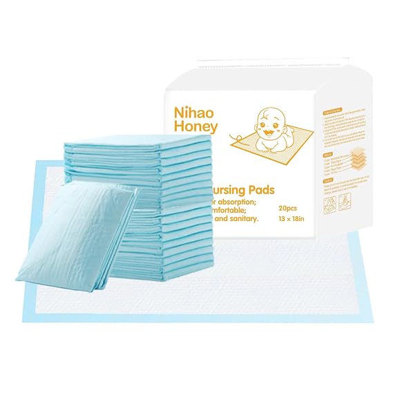 Disposable Changing Pads for Baby, 20 Pack Portable Diaper Changing Pad Liner, Baby Changing Pad Nursing Pads Waterproof (Blue, 13x18 Inch)