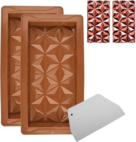 Chocolate Bar Mould 2 Piece Deep Silicone Mould for Dubai Pistachio Bar Baking - Easy Release for DIY Candy Desserts Making