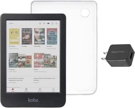 Kobo Clara Colour eReader Bundle (Clear Case, Case + AC Bundle)