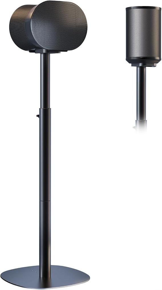 Single Speaker Stand for Sonos Era 100, 100 SL & Era 300, Hidden Cable | Set of 1, Easy to Assemble, Sturdiness, 29.139'' Height Adjustable, Two Base Mounting Design, Max holds 11lbs, Black