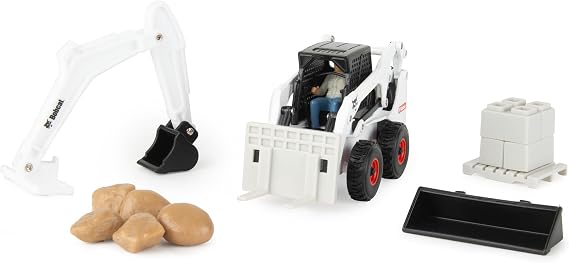 TOMY Bobcat Skid Steer Construction Toy Set - 1:32 Scale