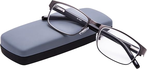 EYEGUARD Readers Metal Deluxe Rectangular Reading Glasses for Men 1.00
