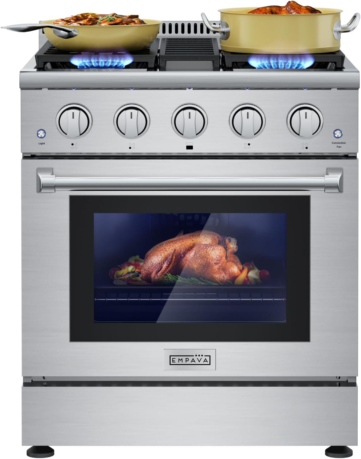 Empava Ultra High-Low Burners-Heavy Duty Continuous Grates in Stainless Steel
