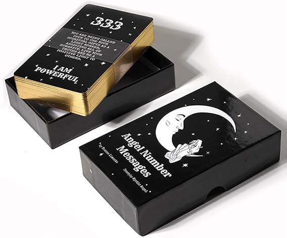Angel Number Message, Tan Tarot Cards, Tarot Cards Deck, with Guide and Box, Divination of the Future,Black