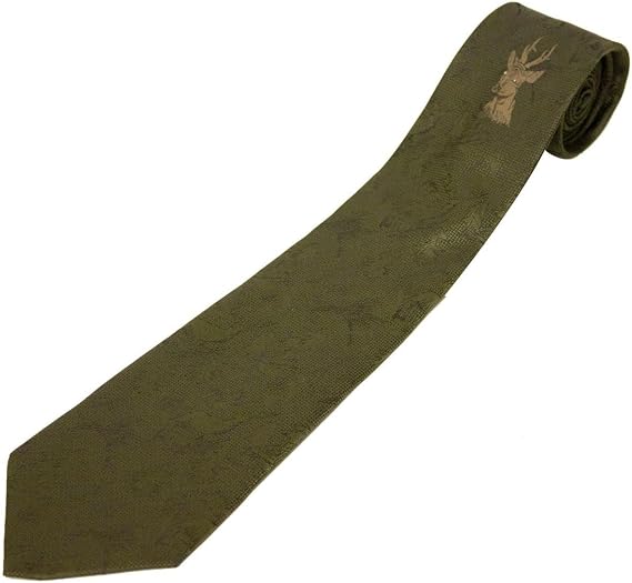 Bisley Shooting Tie With Single Stags Head in Green