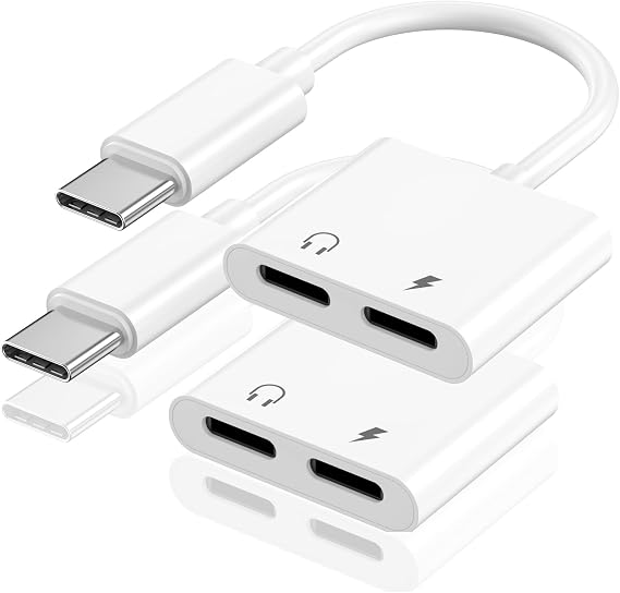Apple MFi Certified Dual USB C Headphone and Charger Adapter for iPhone 17