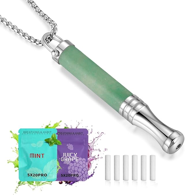 Breathing Necklace, Natural Stone Breathe Free Necklace Classic Shift for Stress Relief, Anxiety Necklace Mindful Breathefree Tool for Calm, Portable Wellness Gift for Adults