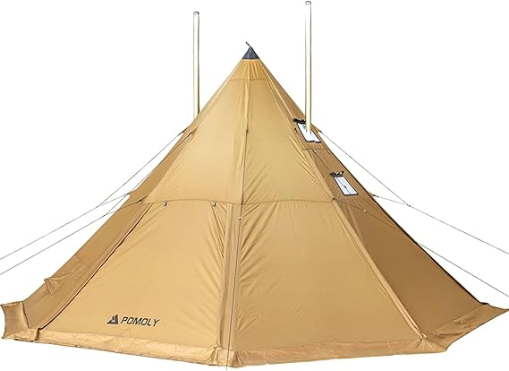 POMOLY Tipi Tent Camping Hot Tents, Bromance 70 Pyramid with 3 Stove Jacks for 2-4 Person Hiking Hunting