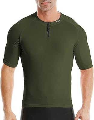 Wulibike Cycling Jersey Men Short Sleeve, Road Bike Shirts 14 Zipper with Pockets, Bicycle Clothing Breathable Quick Dry