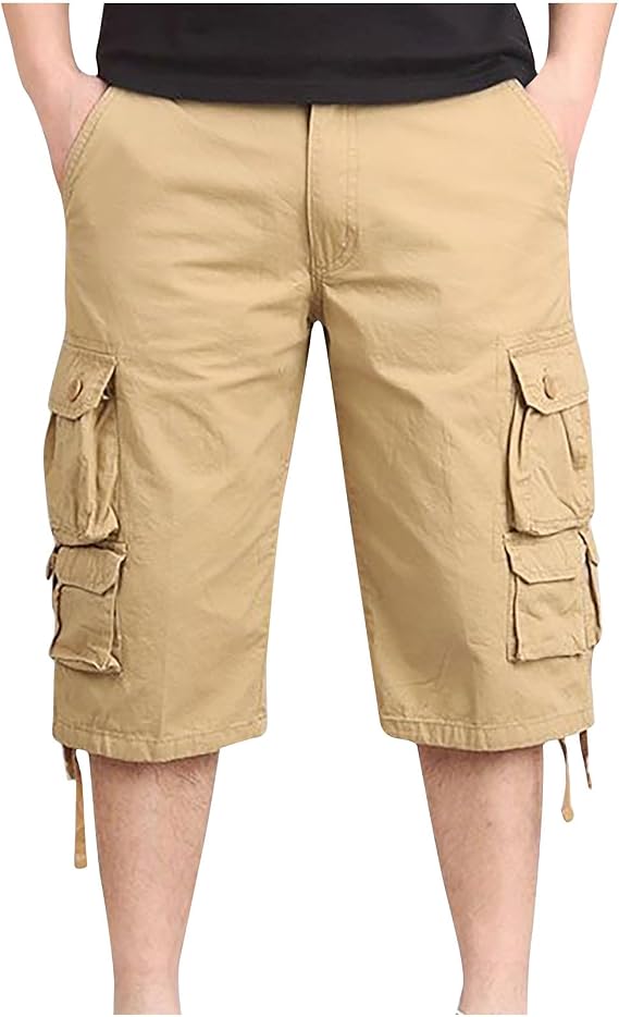 Cargo Pants Men 2023 Outdoor Fashion Casual Multi Pockets Solid Tooling Shorts Big and Tall Utility Work Pants