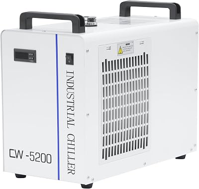 CW-5200 Industrial Water Chiller 6L Water Cooler 0.68kw 0.93hp Water Cooling System for CNC130W150W CO2 Laser Engraving & Cutting Machines, Cools 5186 BTUHour CW-5200DG