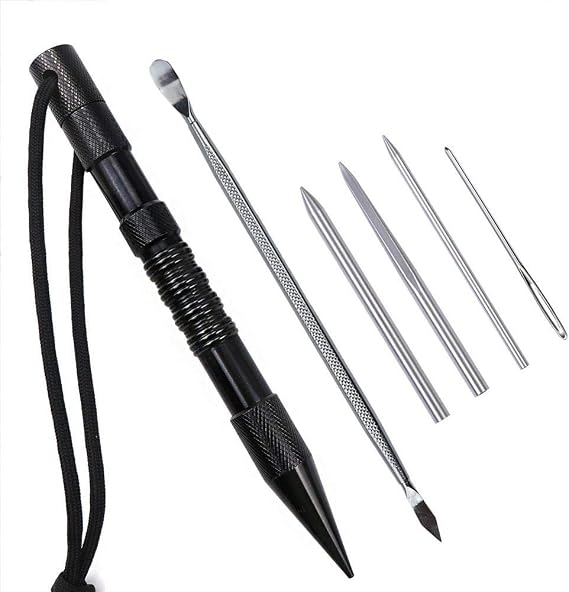 6/12 Pack Marlin Spike with Lacing Needles/Fids for Leather Work - Stainless Steel Set with Paracord Lacing Stitching Needles and Smoothing Tool